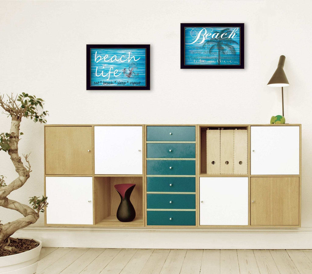 Set Of Two Beach Life 2 Black Framed Print Wall Art - Homeroots - Flyclothing LLC