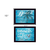 Set Of Two Beach Life 2 Black Framed Print Wall Art - Homeroots - Flyclothing LLC
