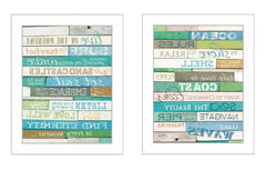 Set Of Two Live in The Present 5 White Framed Print Wall Art