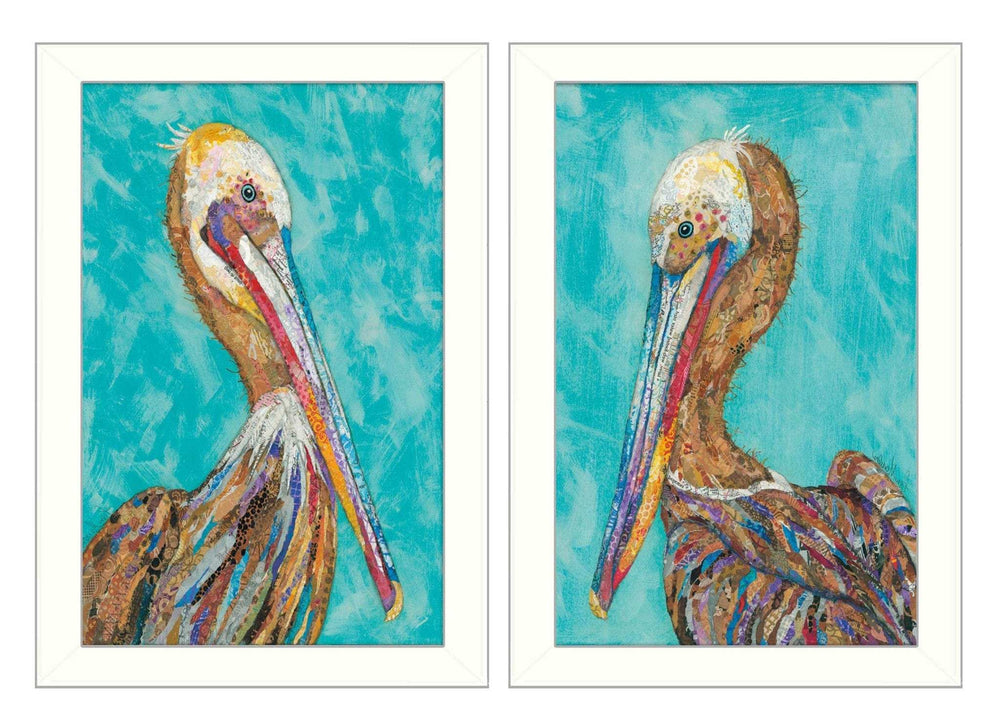 Set Of Two Pelicans White Framed Print Wall Art - Homeroots - Flyclothing LLC