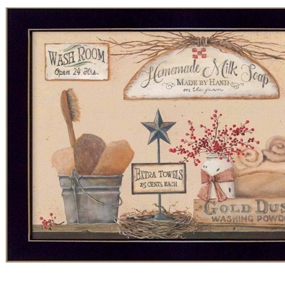 Set Of Two Wash Room Black Framed Print Bathroom Wall Art - Homeroots - Flyclothing LLC