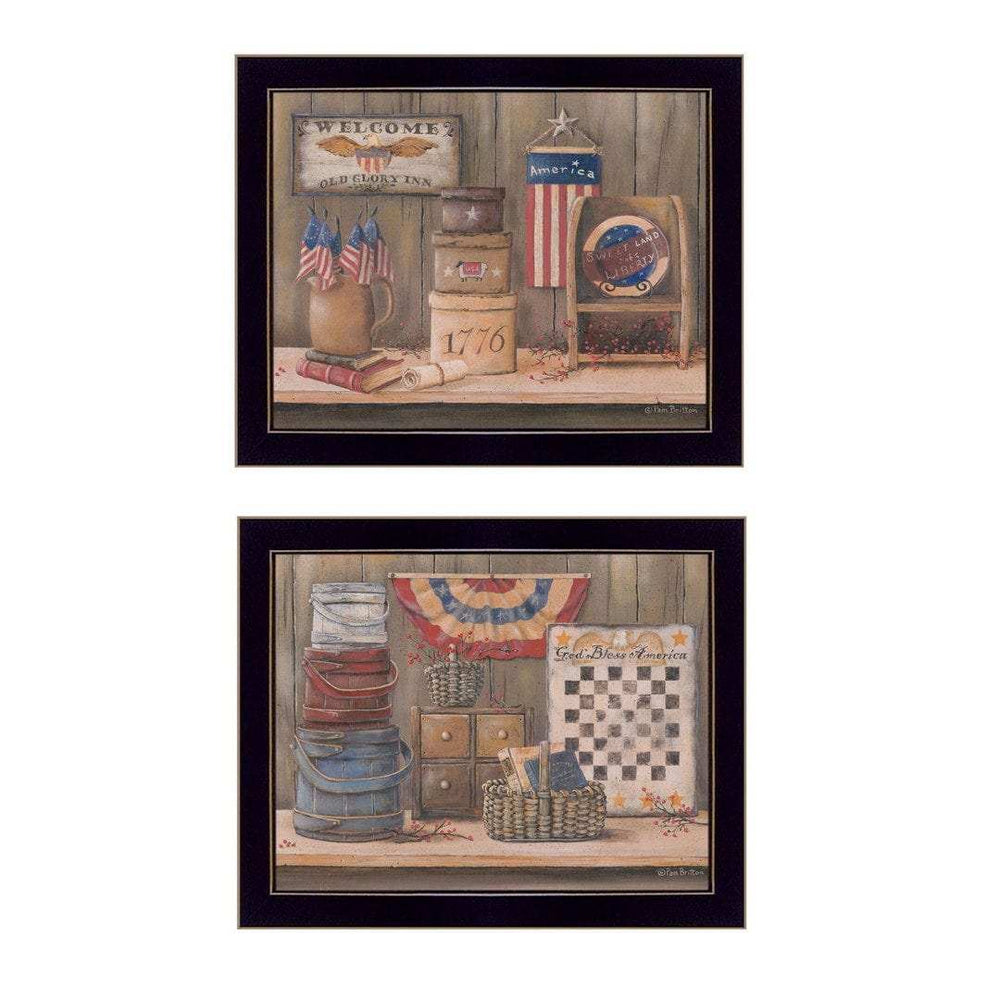 Set Of Two Sweet Land of Liberty 1 Black Framed Print Wall Art - Homeroots - Flyclothing LLC