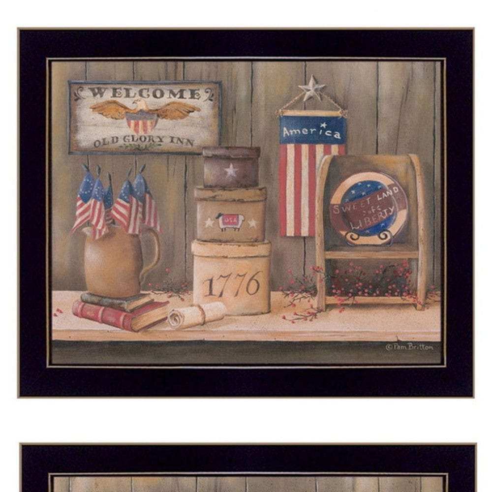 Set Of Two Sweet Land of Liberty 1 Black Framed Print Wall Art - Homeroots - Flyclothing LLC
