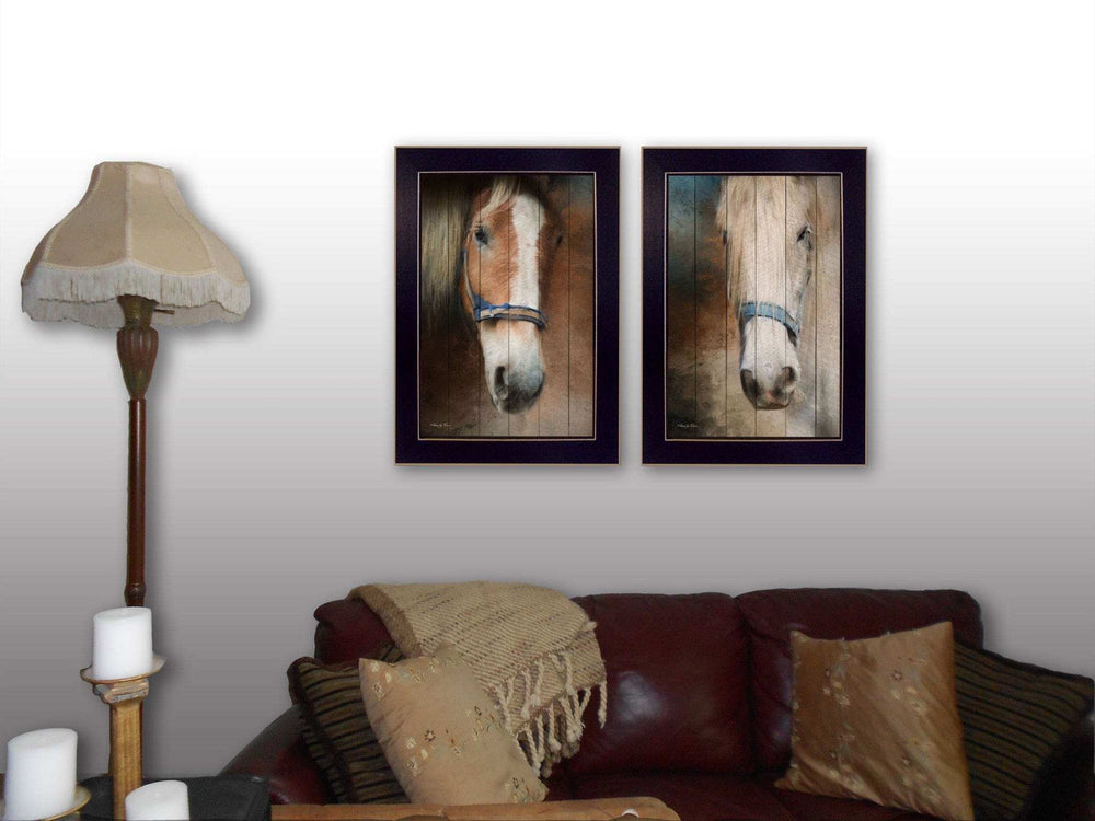 Set Of Two Two Horses Black Framed Print Wall Art - Homeroots - Flyclothing LLC