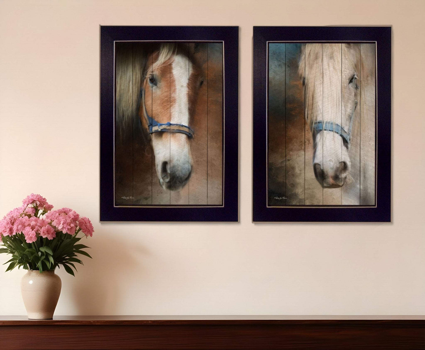 Set Of Two Two Horses Black Framed Print Wall Art - Homeroots - Flyclothing LLC