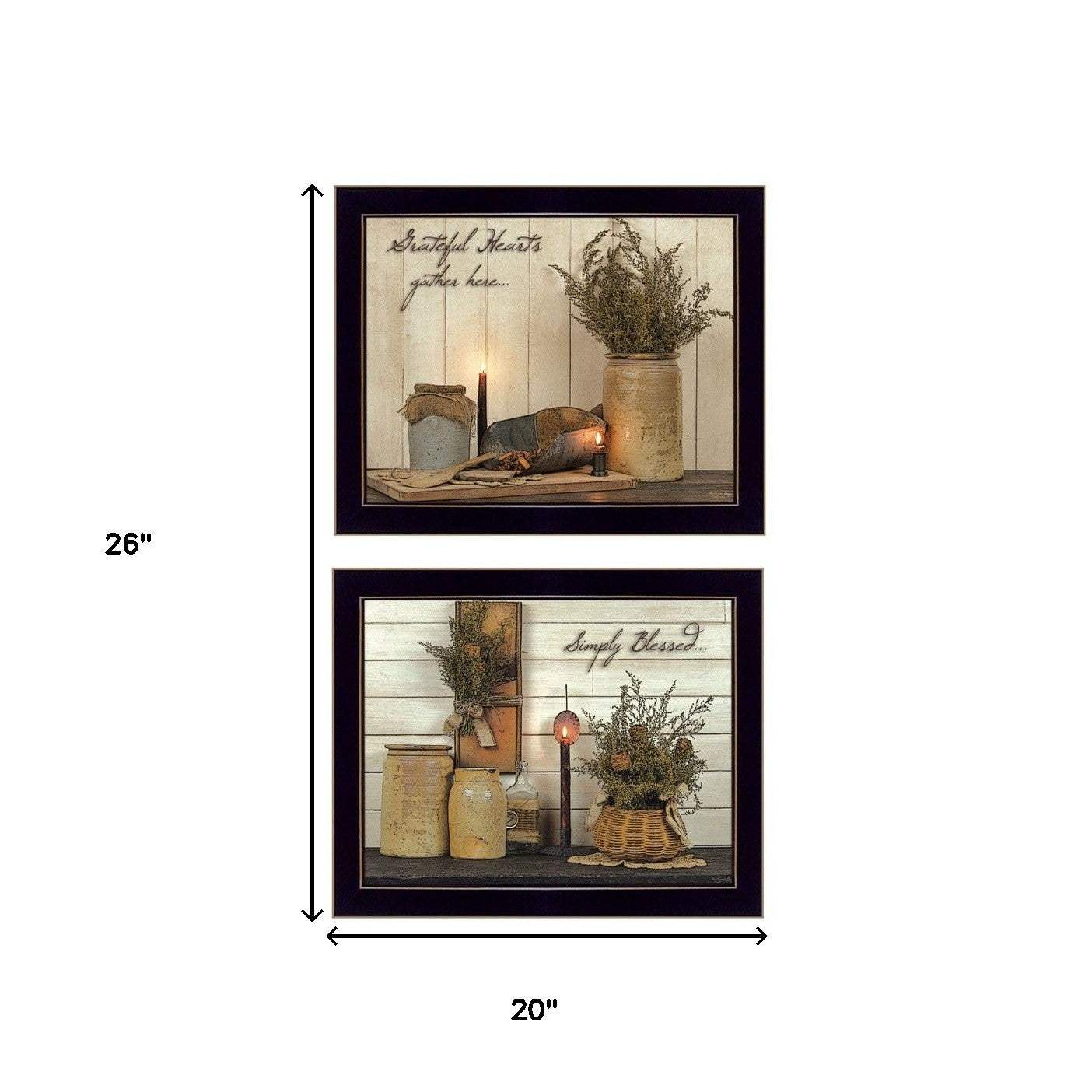 Set Of Two Blessed Gathering Black Framed Print Wall Art - Homeroots - Flyclothing LLC