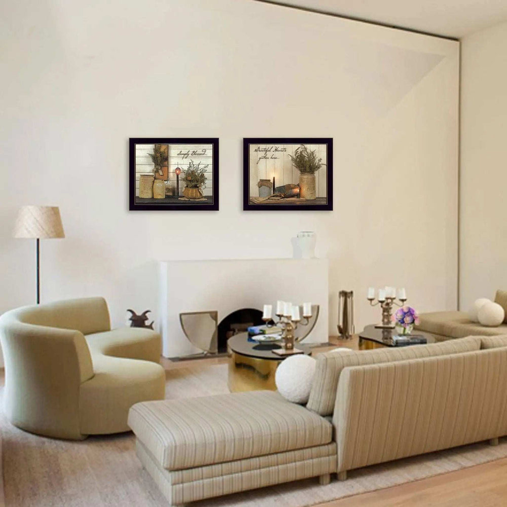 Set Of Two Blessed Gathering Black Framed Print Wall Art - Homeroots - Flyclothing LLC