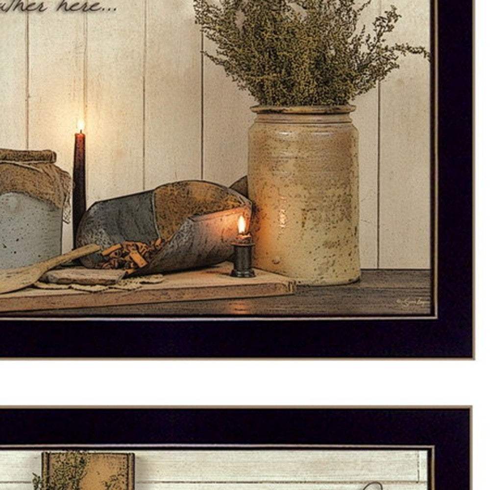 Set Of Two Blessed Gathering Black Framed Print Wall Art - Homeroots - Flyclothing LLC