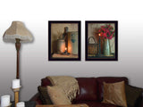 Set Of Two Americana Country Candlelight Black Framed Print Wall Art - Homeroots - Flyclothing LLC
