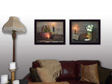 Set Of Two Baskets and Flowers Black Framed Print Wall Art - Homeroots - Flyclothing LLC
