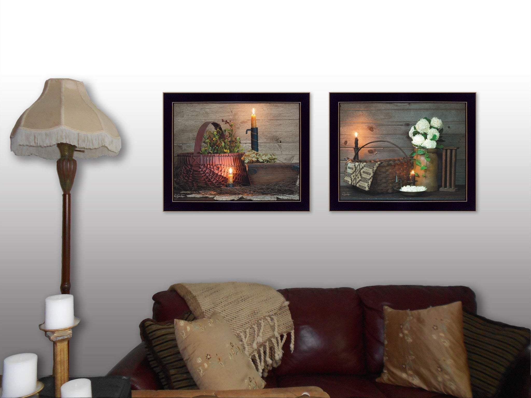 Set Of Two Baskets and Flowers Black Framed Print Wall Art - Homeroots - Flyclothing LLC