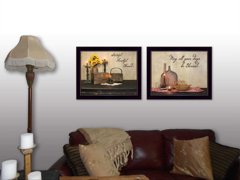 Set Of Two Twice Blessed Black Framed Print Wall Art - Homeroots - Flyclothing LLC