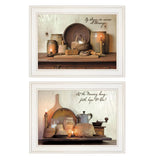 Set Of Two By Grace 4 White Framed Print Kitchen Wall Art - Homeroots