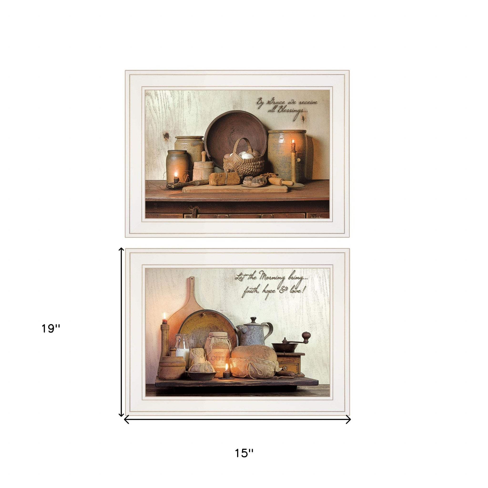 Set Of Two By Grace 4 White Framed Print Kitchen Wall Art - Homeroots - Flyclothing LLC