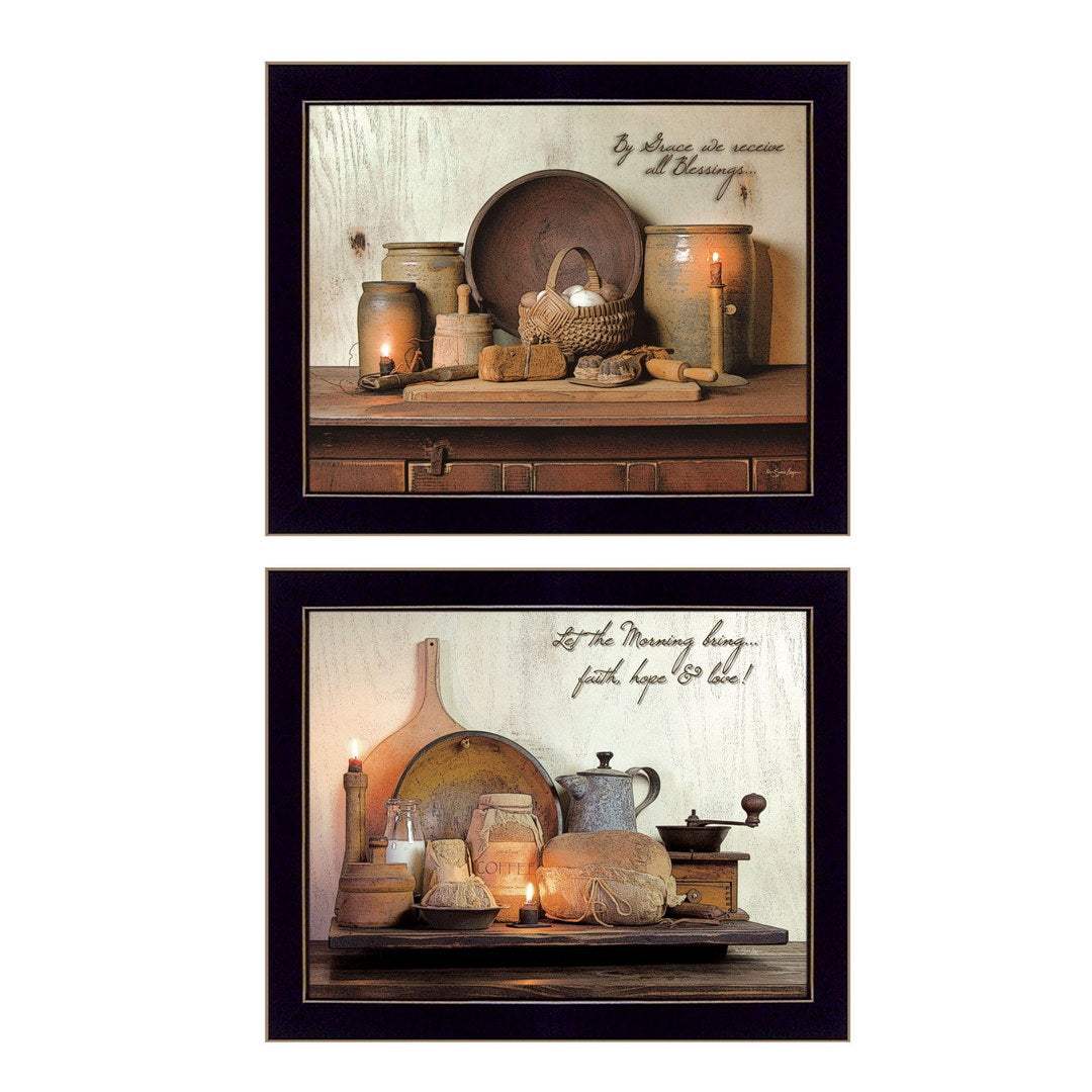 Set Of Two By Grace 1 Black Framed Print Wall Art - Homeroots - Flyclothing LLC