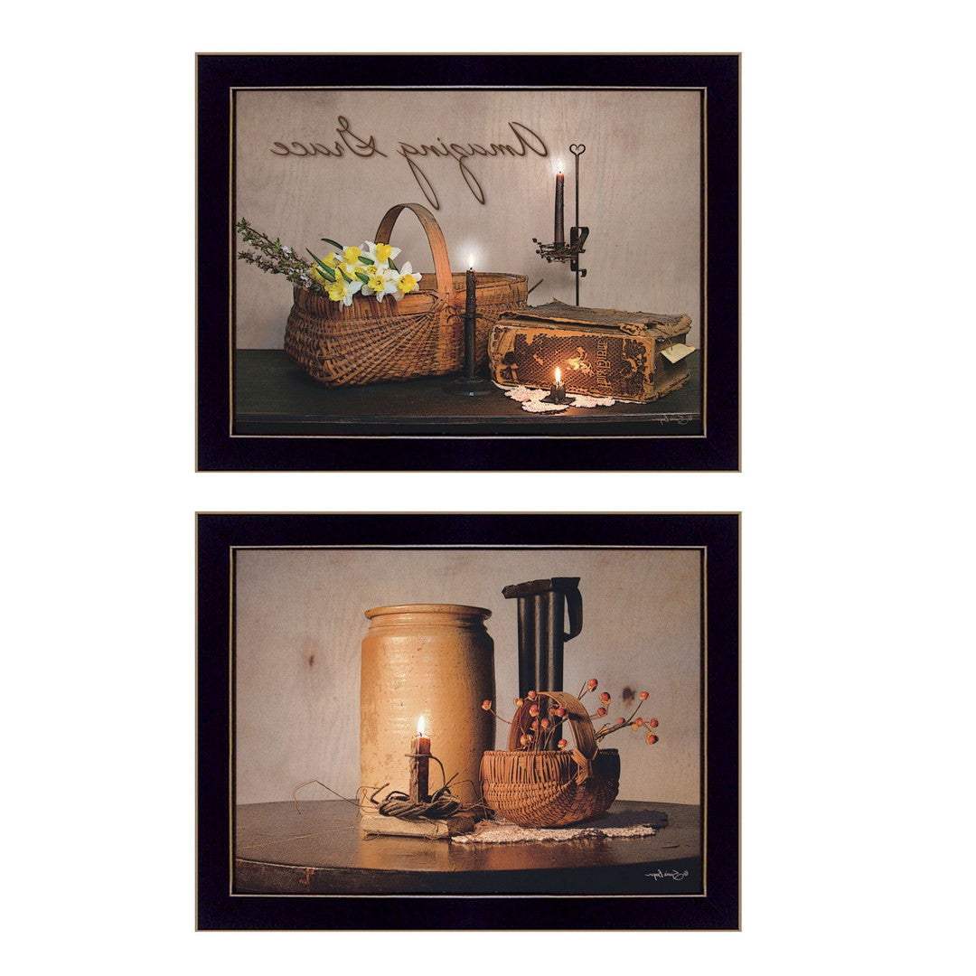 Set Of Two Amazing Grace Americana Black Framed Print Wall Art - Homeroots - Flyclothing LLC