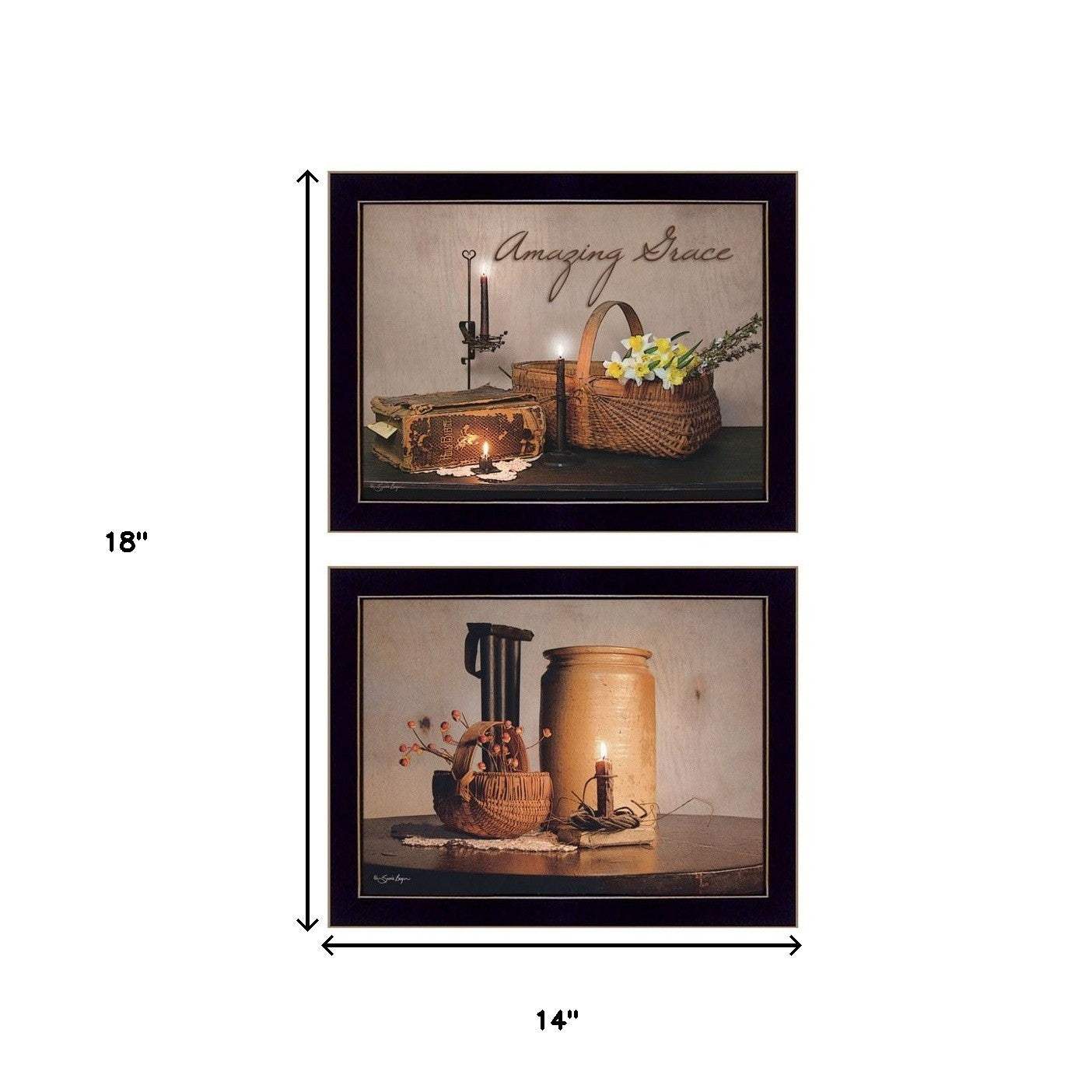 Set Of Two Amazing Grace Americana Black Framed Print Wall Art - Homeroots - Flyclothing LLC