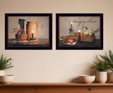 Set Of Two Amazing Grace Americana Black Framed Print Wall Art - Homeroots