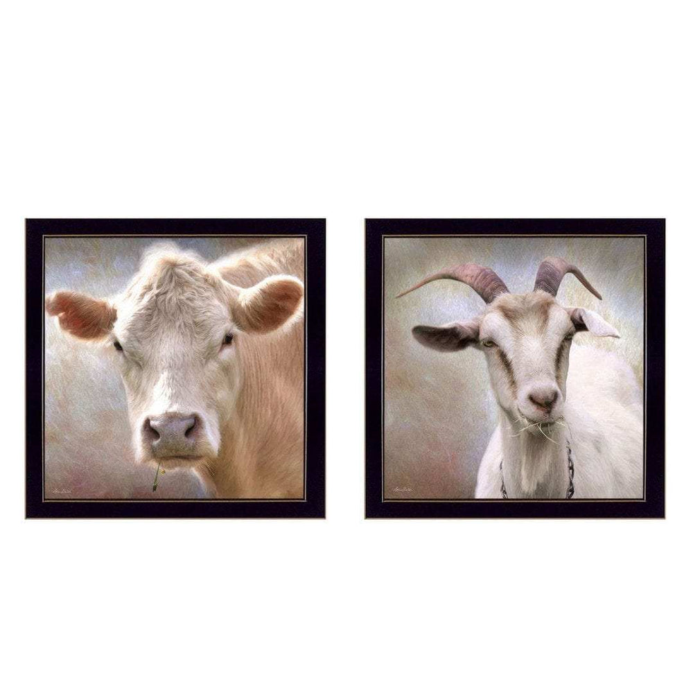 Set Of Two Up Close on the Farm Black Framed Print Wall Art - Homeroots - Flyclothing LLC