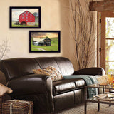 Set Of Two Mail Pouch Red Barn and Mill Black Framed Print Wall Art - Homeroots - Flyclothing LLC