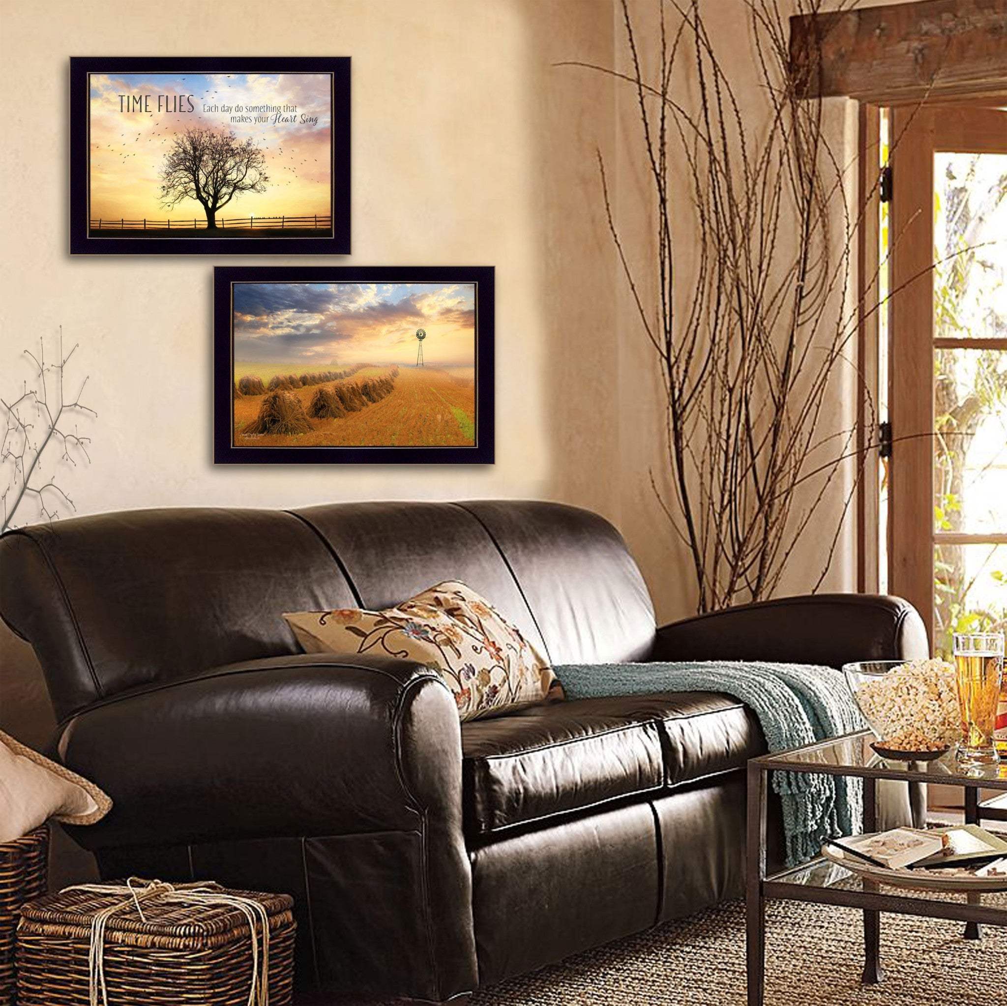 Set Of Two Amish Country Black Framed Print Wall Art - Homeroots - Flyclothing LLC