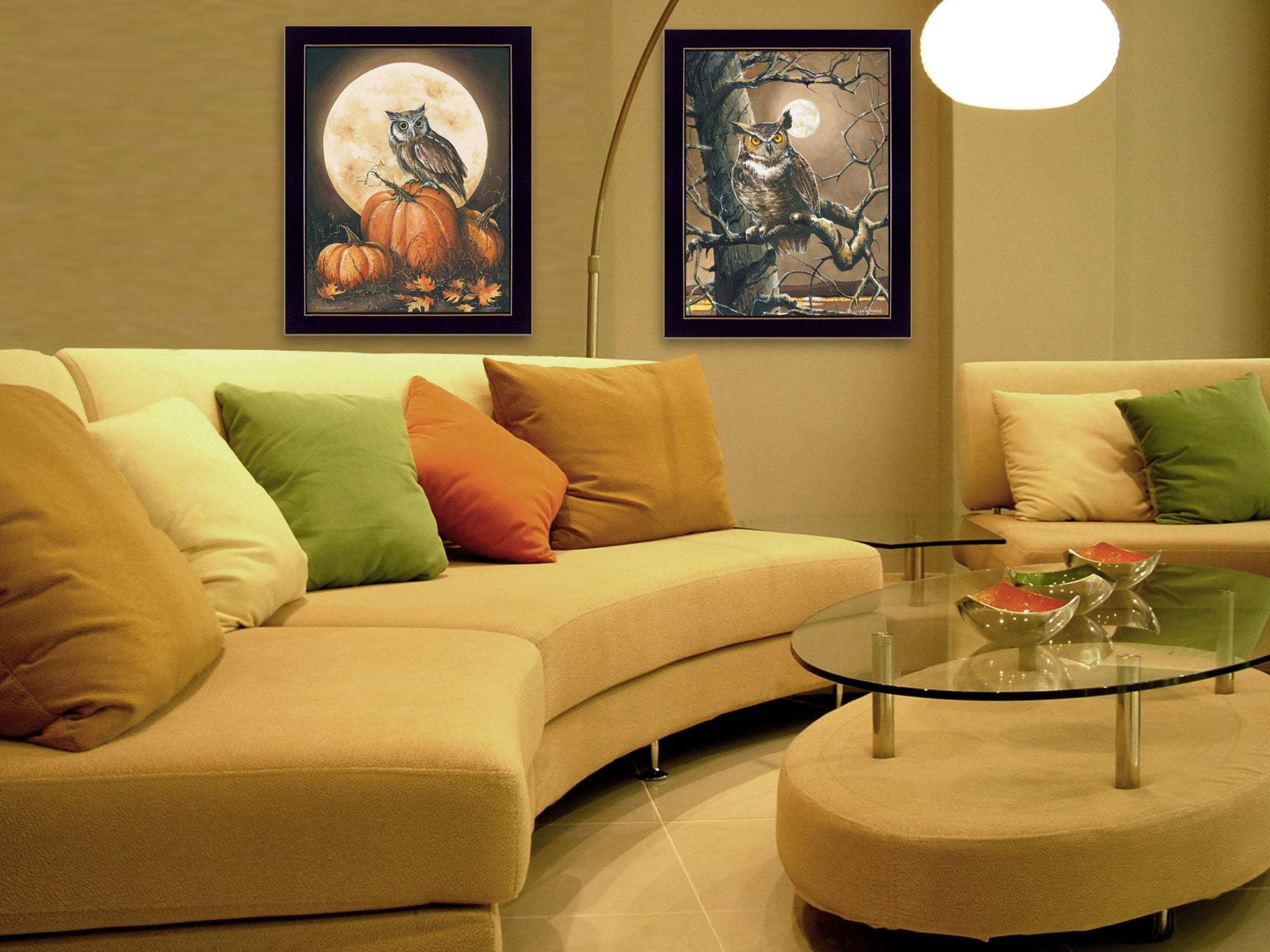 Set Of Two Autumn Owls Black Framed Print Wall Art - Homeroots - Flyclothing LLC