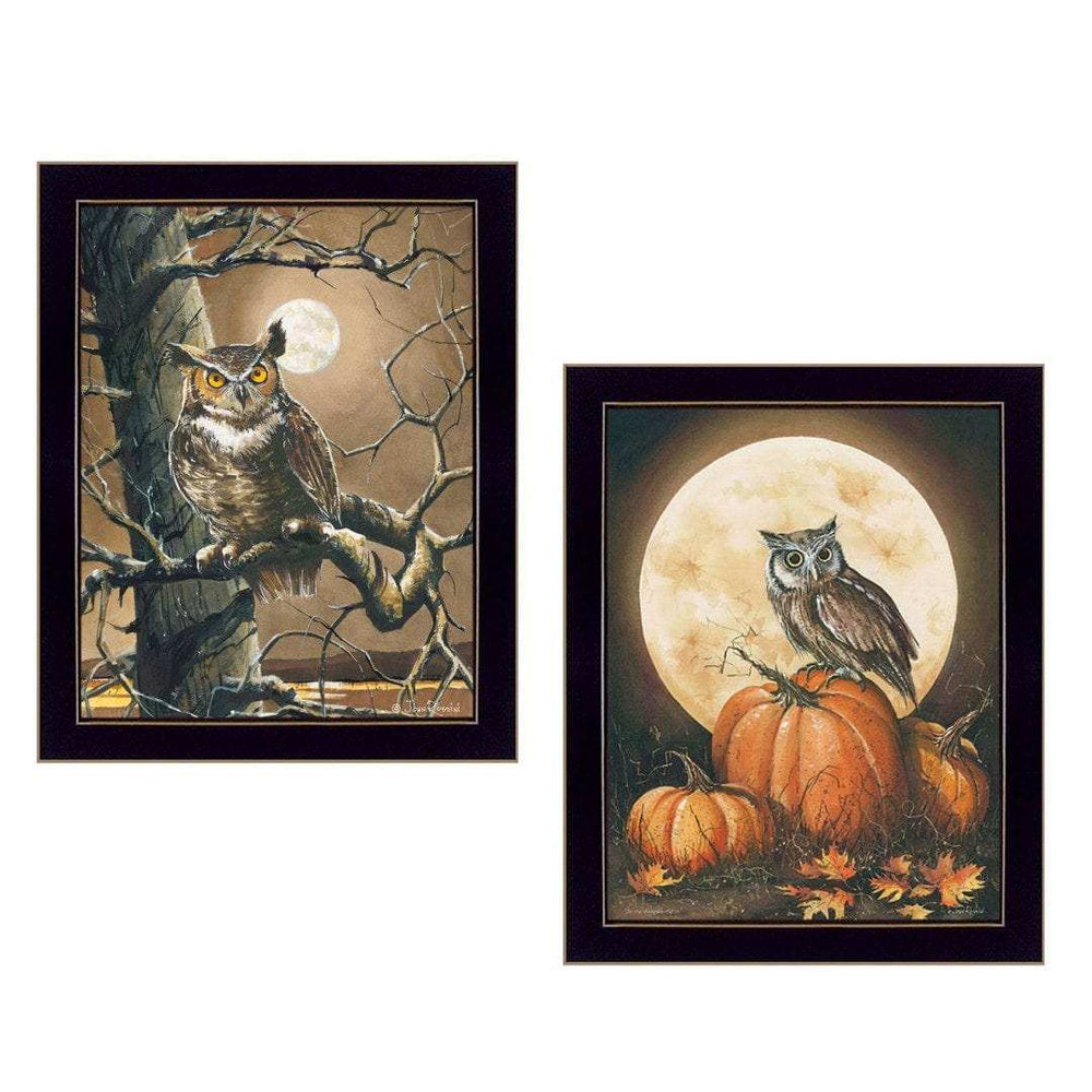 Set Of Two Autumn Owls Black Framed Print Wall Art - Homeroots - Flyclothing LLC