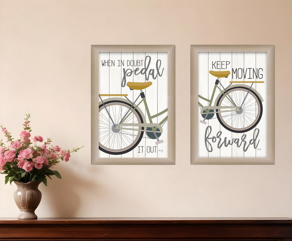 Set Of Two Pedal it Out 1 Brown Framed Print Wall Art - Homeroots