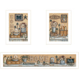 Set Of Three Where Family and Friends Gather 2 White Framed Print Wall Art - Homeroots