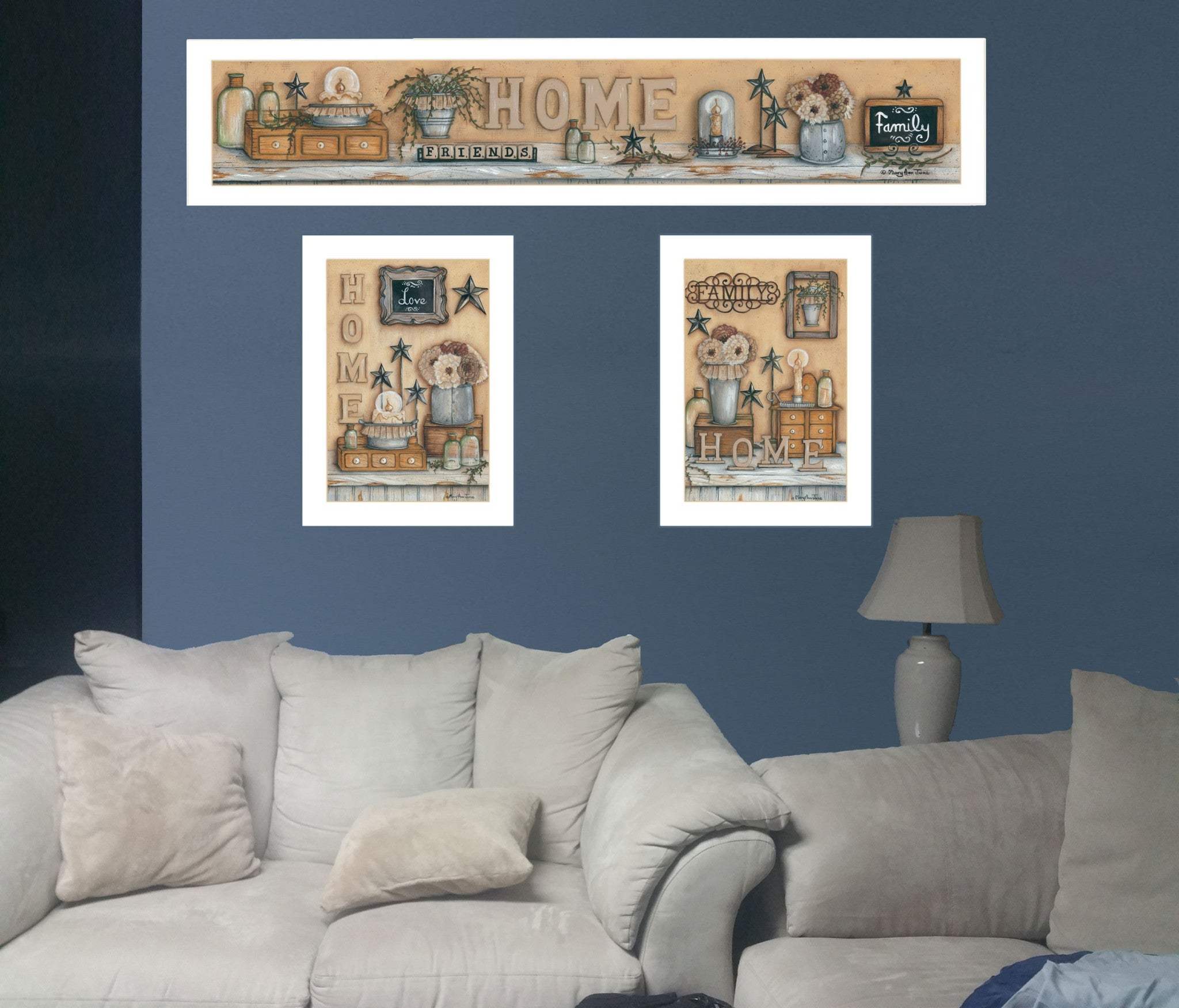 Set Of Three Where Family and Friends Gather 2 White Framed Print Wall Art - Homeroots - Flyclothing LLC