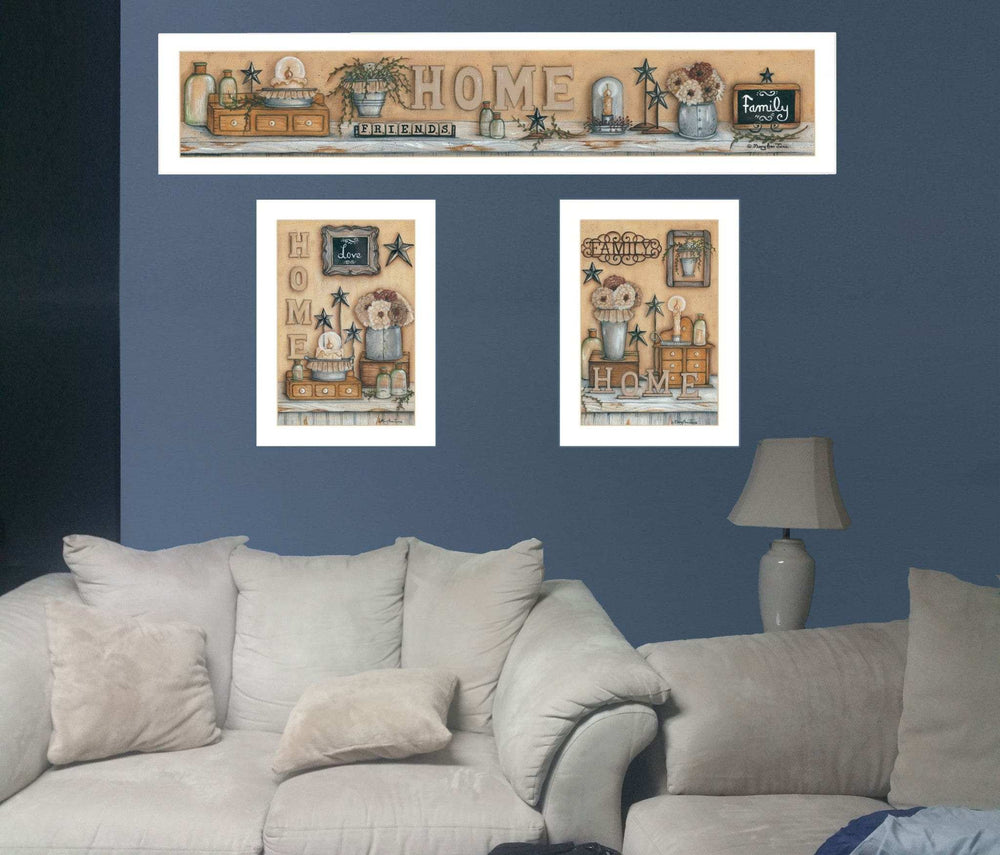 Set Of Three Where Family and Friends Gather 2 White Framed Print Wall Art - Homeroots - Flyclothing LLC