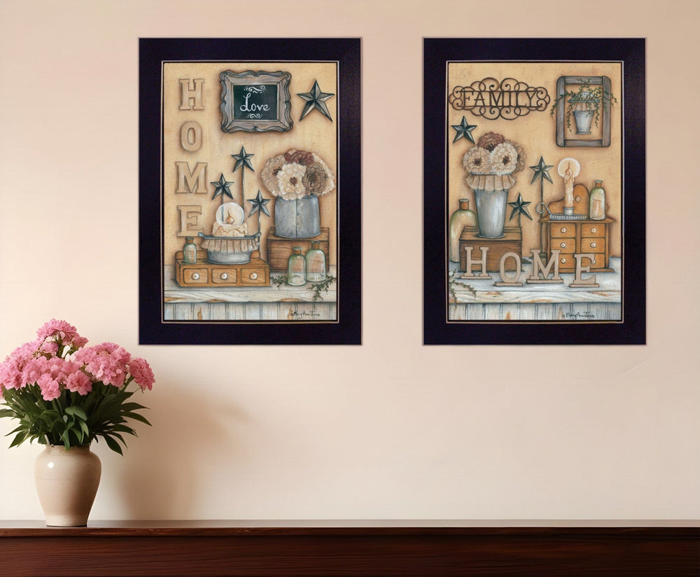 Set Of Two Where Family and Friends Gather II 1 Black Framed Print Wall Art - Homeroots