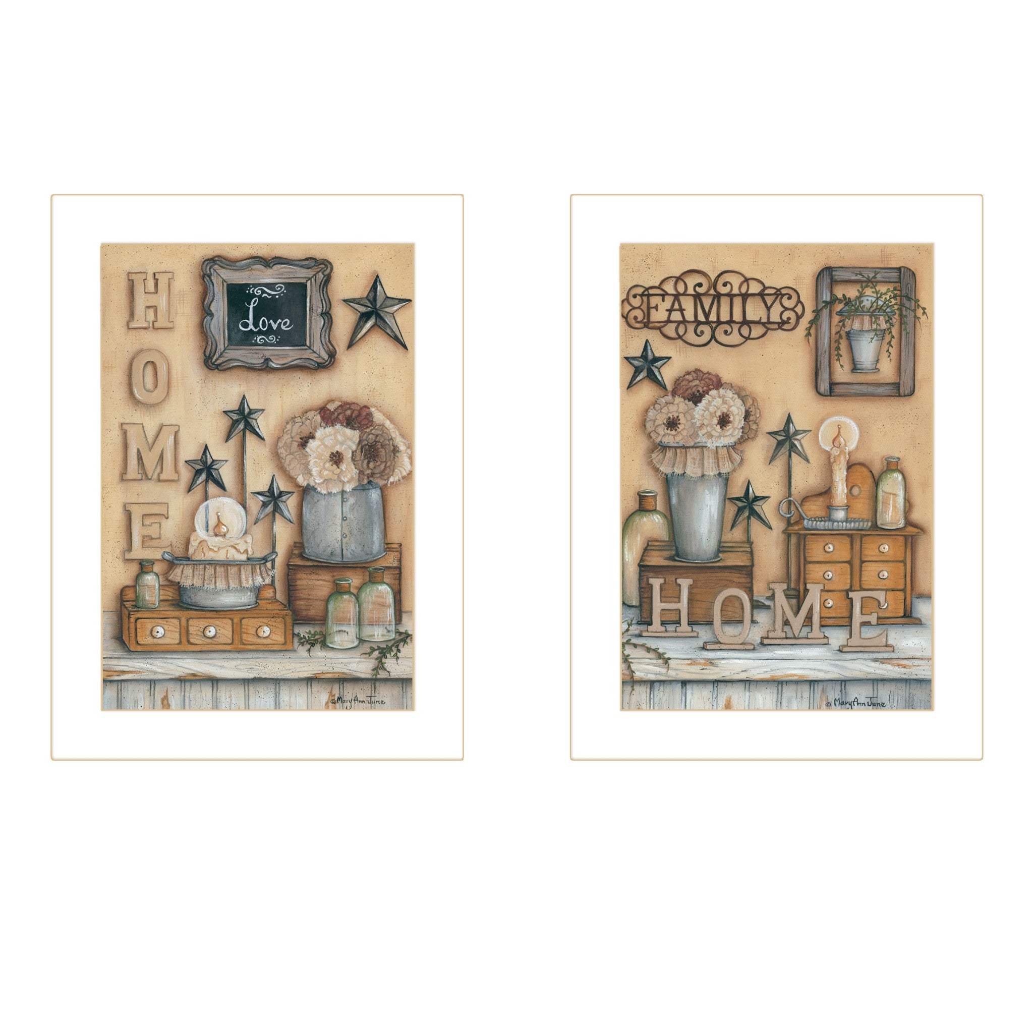 Set Of Two Where Family and Friends Gather II 2 White Framed Print Wall Art - Homeroots - Flyclothing LLC