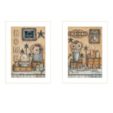Set Of Two Where Family and Friends Gather II 2 White Framed Print Wall Art - Homeroots