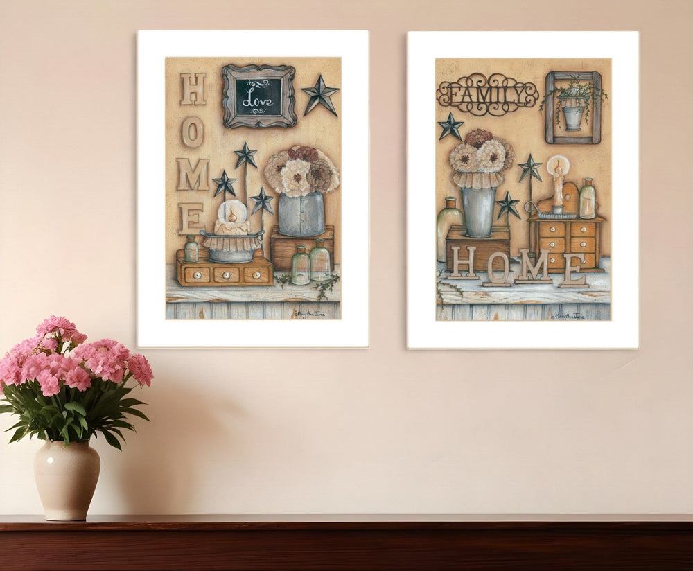 Set Of Two Where Family and Friends Gather II 2 White Framed Print Wall Art - Homeroots