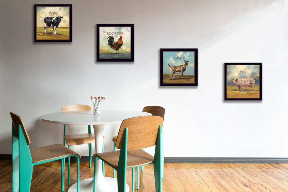 Set Of Four Farm Animals 1 Black Framed Print Wall Art - Homeroots - Flyclothing LLC