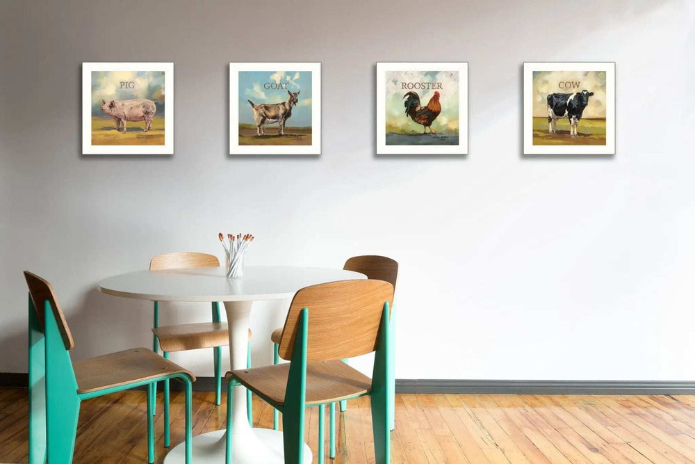 Set Of Four Farm Animals 2 White Framed Print Wall Art - Homeroots - Flyclothing LLC