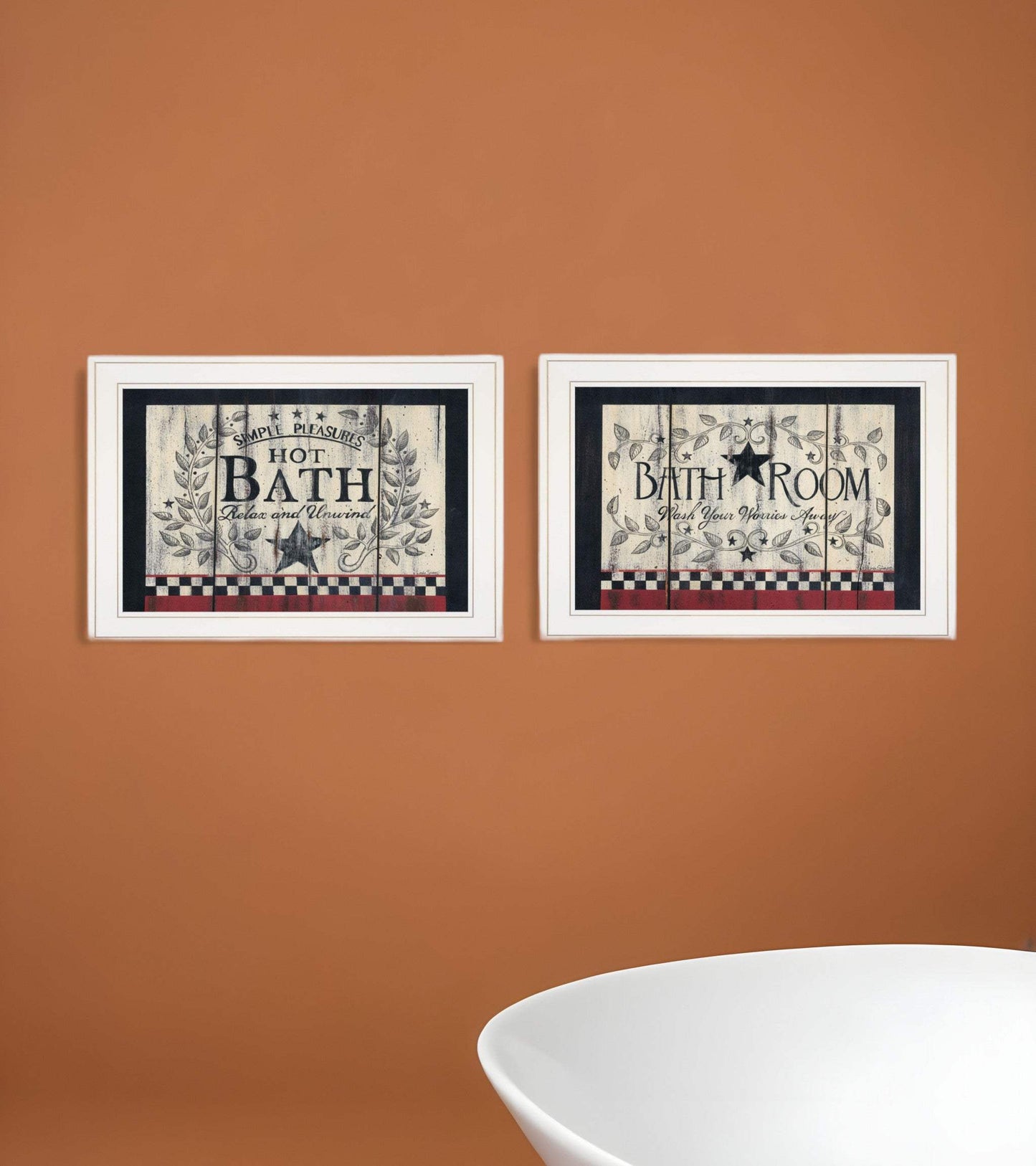 Set Of Two Hot Bath 6 White Framed Print Bathroom Wall Art - Homeroots - Flyclothing LLC