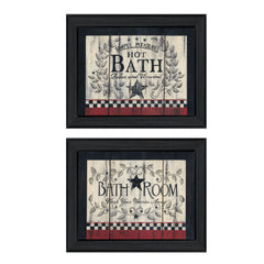 Set Of Two Hot Bath 7 Black Framed Print Bathroom Wall Art