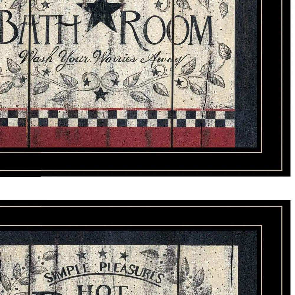 Set Of Two Hot Bath 8 Black Framed Print Bathroom Wall Art - Homeroots - Flyclothing LLC