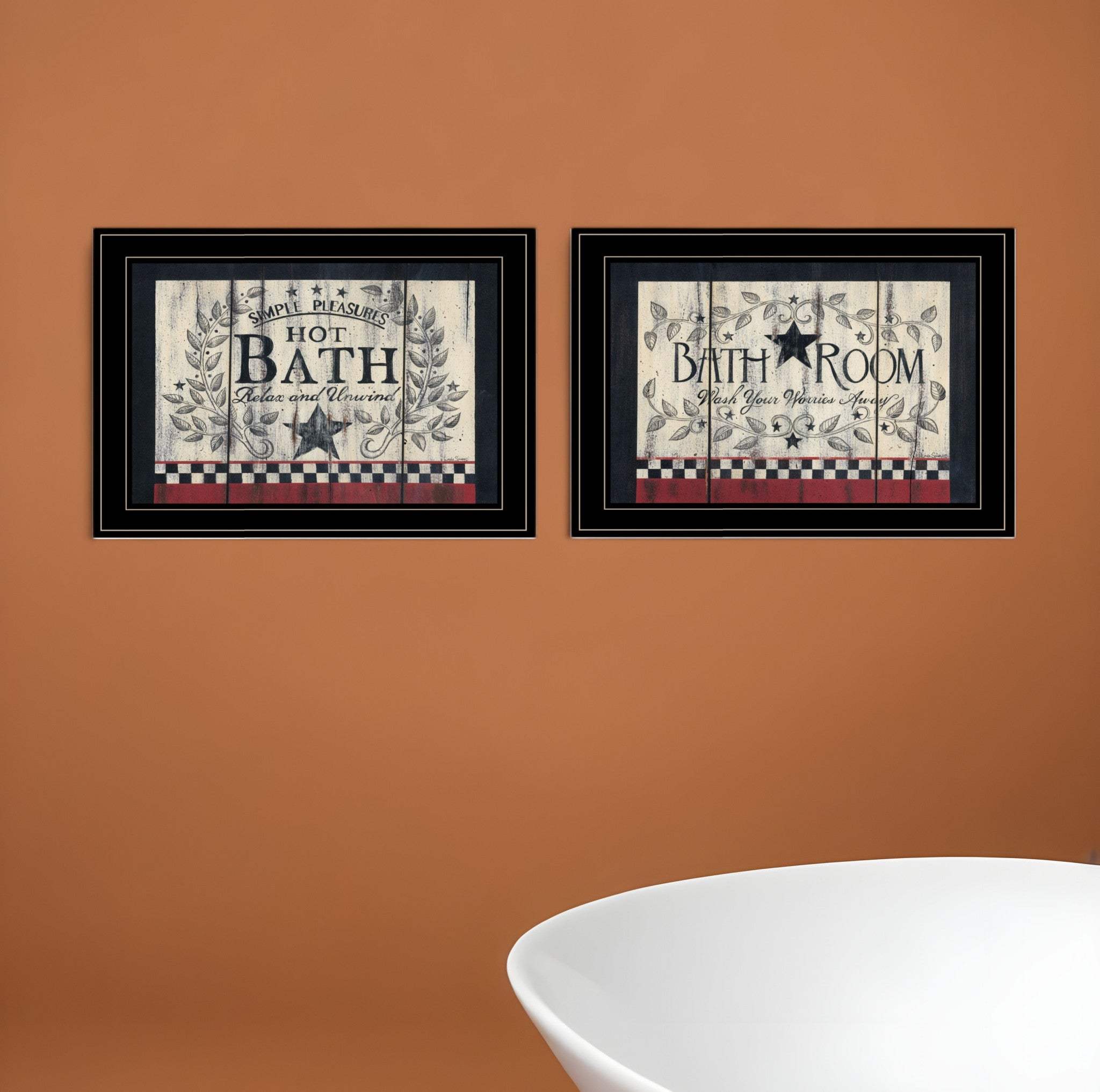 Set Of Two Hot Bath 8 Black Framed Print Bathroom Wall Art - Homeroots - Flyclothing LLC
