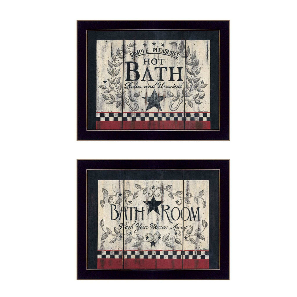 Set Of Two Hot Bath 9 Black Framed Print Bathroom Wall Art - Homeroots - Flyclothing LLC