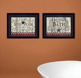Set Of Two Hot Bath 9 Black Framed Print Bathroom Wall Art - Homeroots - Flyclothing LLC