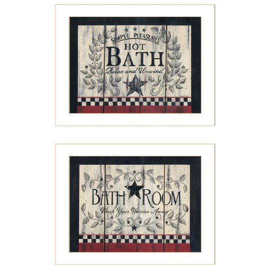 Set Of Two Hot Bath 10 White Framed Print Bathroom Wall Art