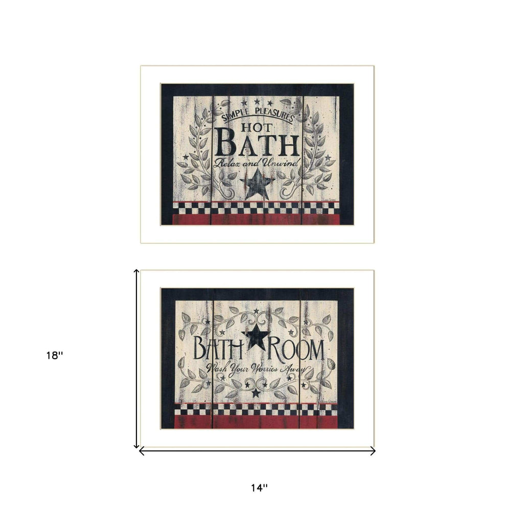 Set Of Two Hot Bath 10 White Framed Print Bathroom Wall Art - Homeroots - Flyclothing LLC