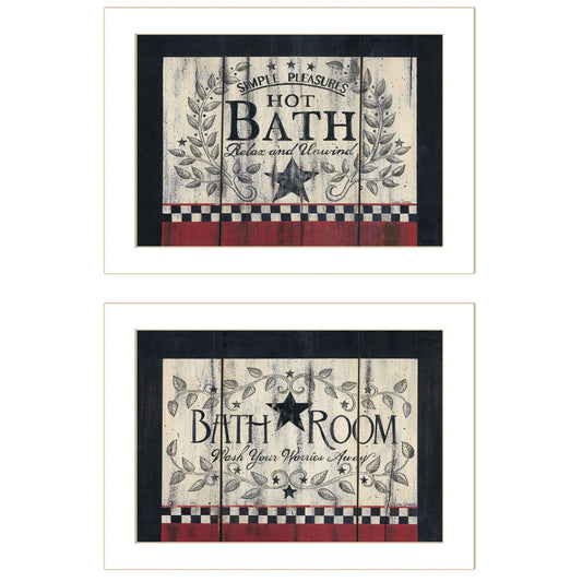 Set Of Two Hot Bath 3 White Framed Print Bathroom Wall Art