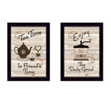 Set Of Two Enjoy Tea Time 2 Black Framed Print Kitchen Wall Art - Homeroots