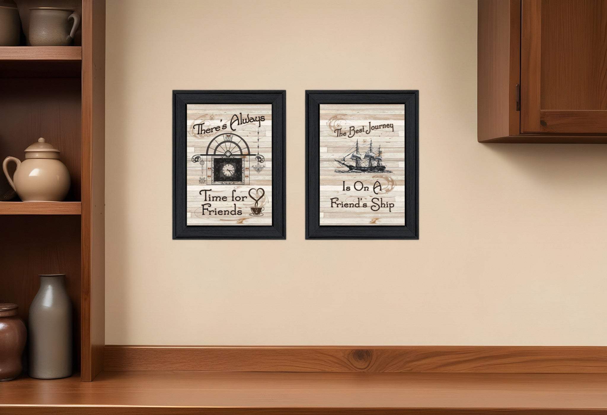 Set Of Two Enjoy Tea Time 2 Black Framed Print Kitchen Wall Art - Homeroots - Flyclothing LLC