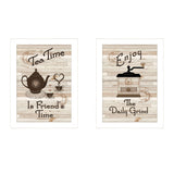 Set Of Two Enjoy Tea Time 3 White Framed Print Kitchen Wall Art - Homeroots