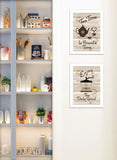 Set Of Two Enjoy Tea Time 3 White Framed Print Kitchen Wall Art - Homeroots